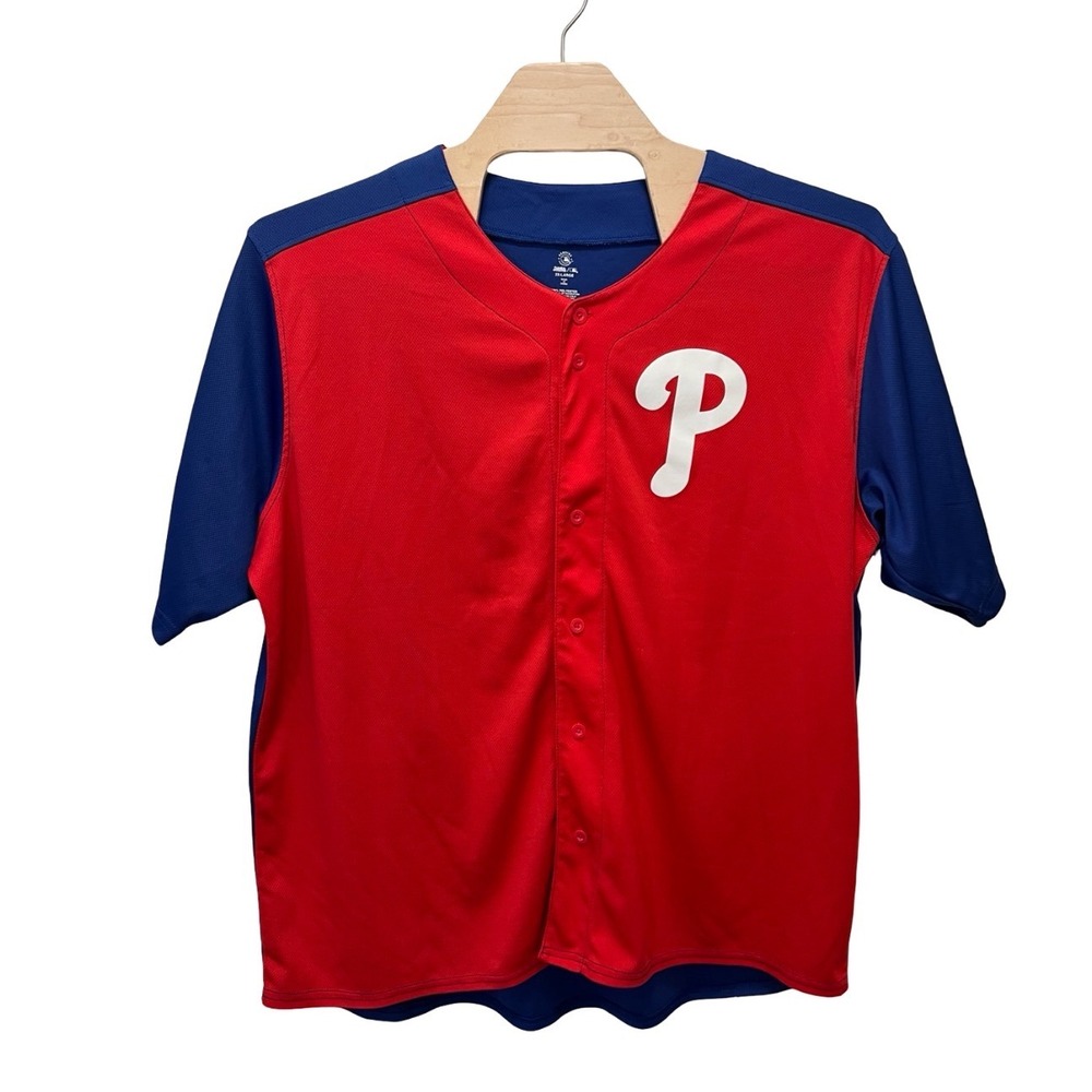 Stitches Philadelphia Phillies MLB Baseball Jersey Red Blue Mens 2XL XXL